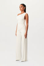 Asymmetrische Off-Shoulder Set met Ruches – Elegante Tweedelige Outfit met Hoge Taille en Slank Silhouet 3