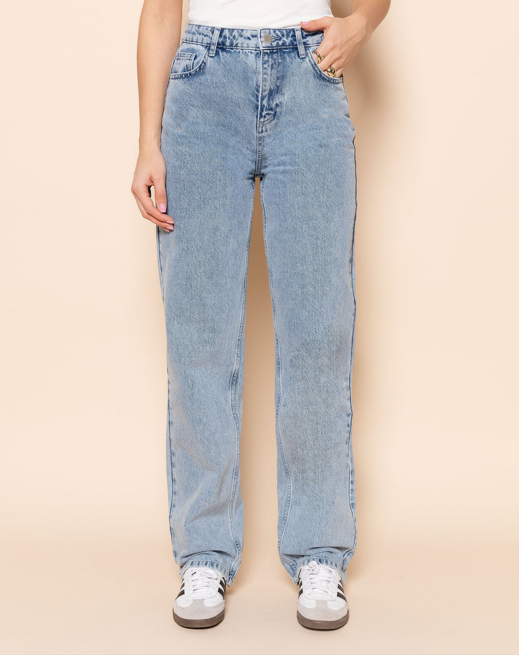 Blauwe Dames Jeans Straight Leg – Geen Stretch, Perfecte Pasvorm, Voor- en Achterzakken, 100% Katoen 1