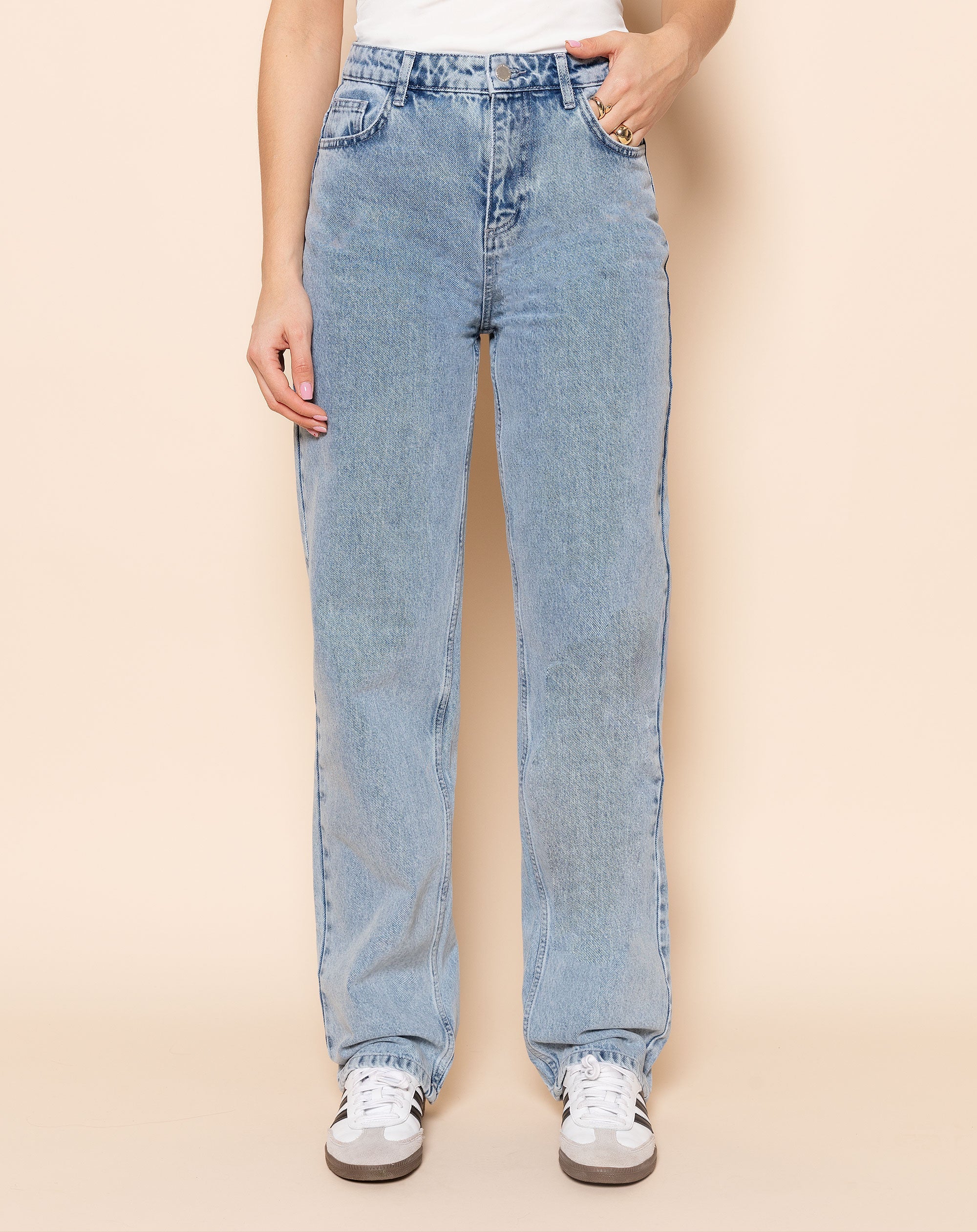 Blauwe Dames Jeans Straight Leg – Geen Stretch, Perfecte Pasvorm, Voor- en Achterzakken, 100% Katoen 1