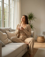 Dames Pyjama Set van Pluche Fleece – Winter Pyjama met Crop Top, Lange Broek en Jas, Perfect voor Matching Pyjama Feesten 0