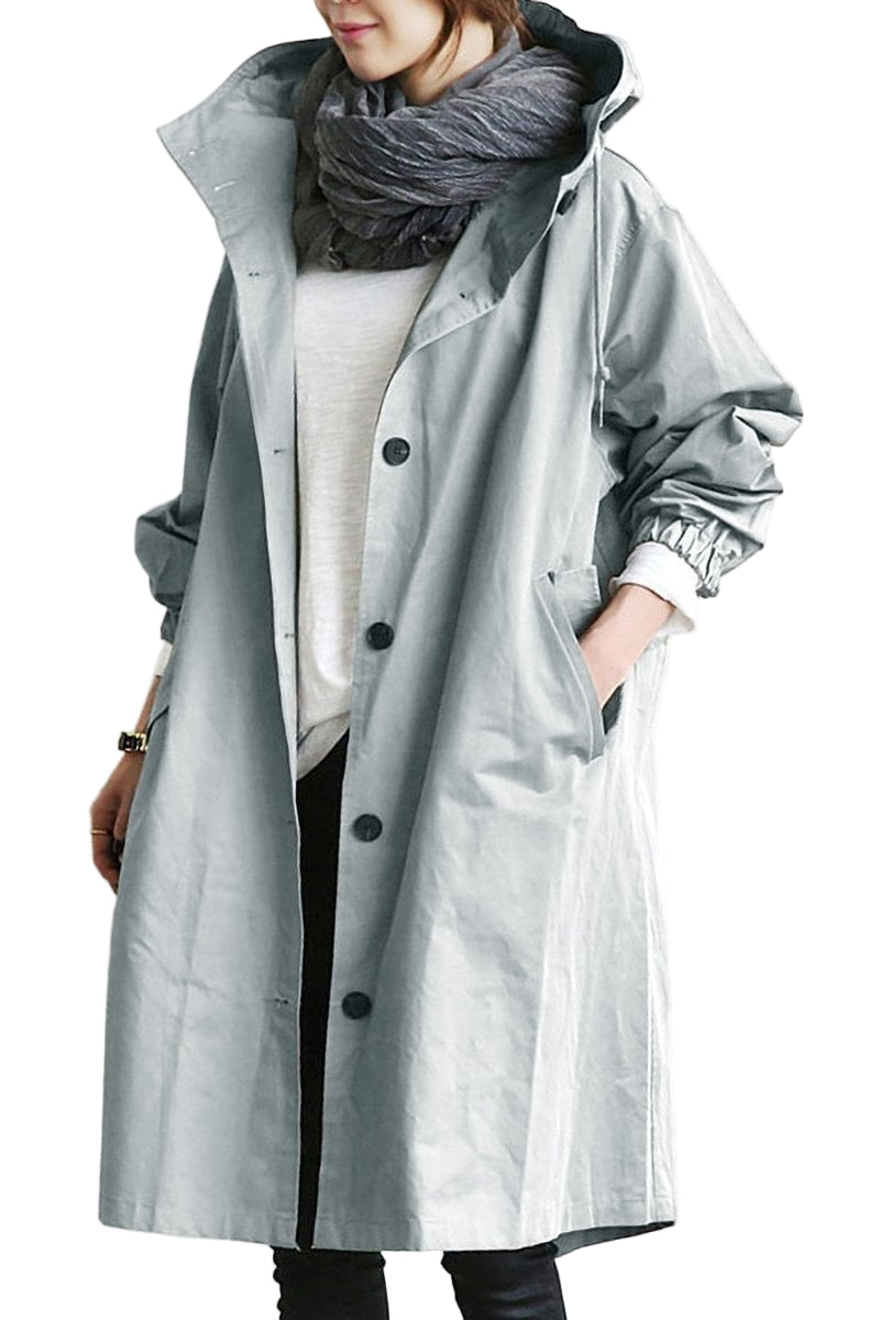 Dames Waterdichte Trenchcoat met Afneembare Capuchon – Halflang, Ademend en Perfect voor Lente en Herfst 0