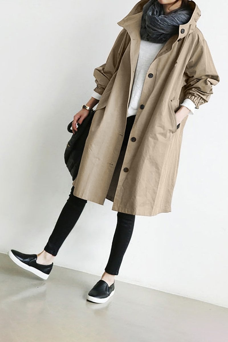 Dames Waterdichte Trenchcoat met Afneembare Capuchon – Halflang, Ademend en Perfect voor Lente en Herfst 4