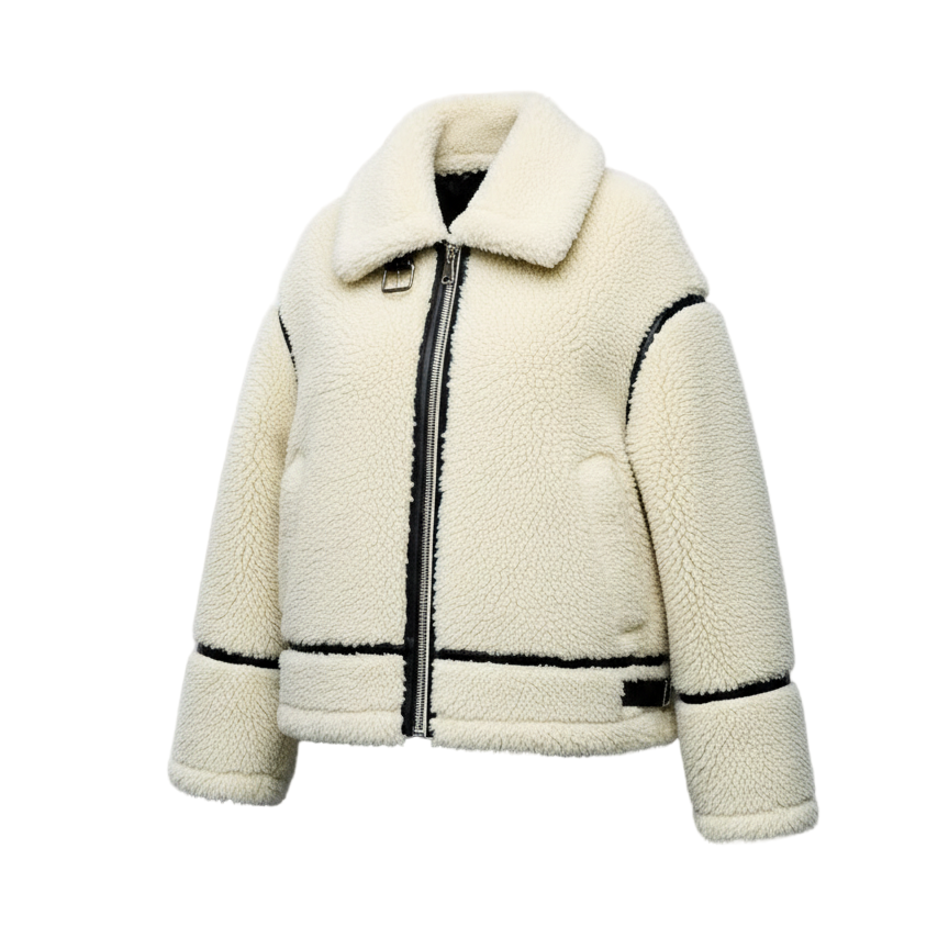 Lange Dames Jas van Zachte Fleece – Comfortabele Witte Teddy Jacket voor Koude Dagen