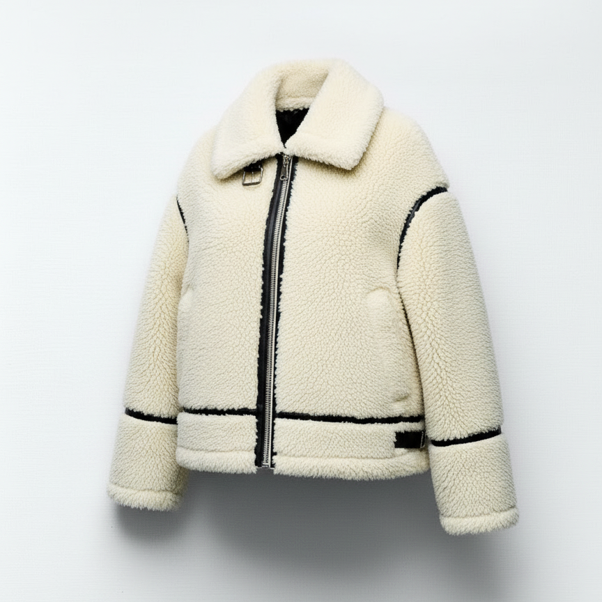 Lange Dames Jas van Zachte Fleece – Comfortabele Witte Teddy Jacket voor Koude Dagen 0