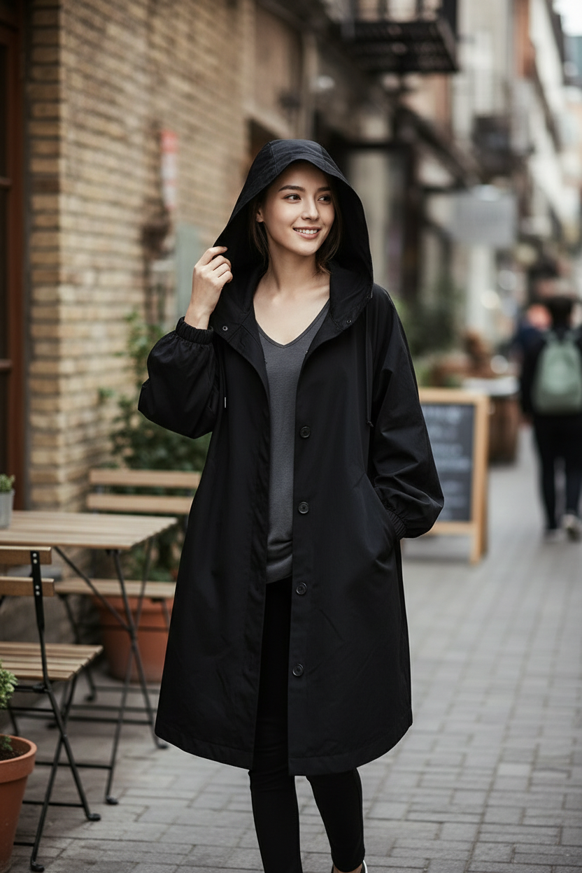 Lichtgewicht Waterdichte Dames Windjack met Verstelbare Capuchon en Oversized Pasvorm – Comfortabel en Functioneel 3