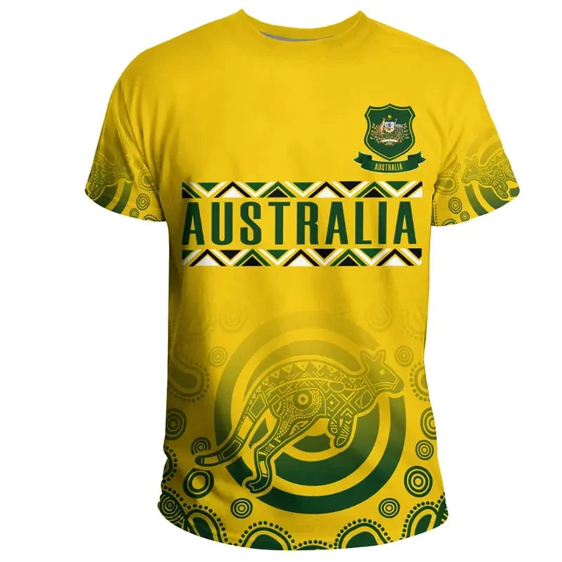 Men's 3D Printed Australia Flag T-Shirt, Short Sleeve Loose Fit Tee, Comfortable Cotton Blend Summer Shirt 3