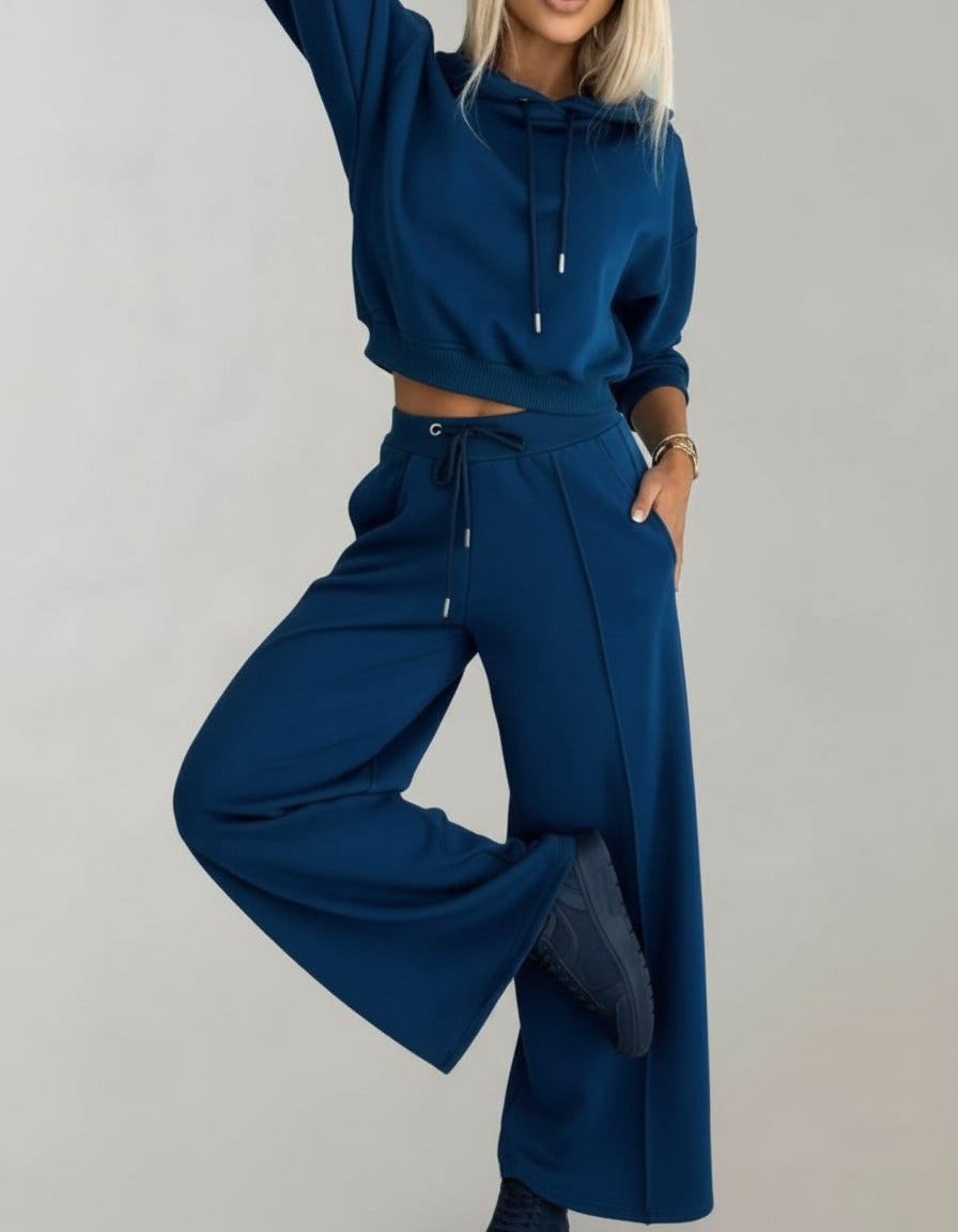 Nina 2-delige Set met Capuchon en Wijde Pijpen – Comfortabele Katoenmix voor Herfst en Winter 3