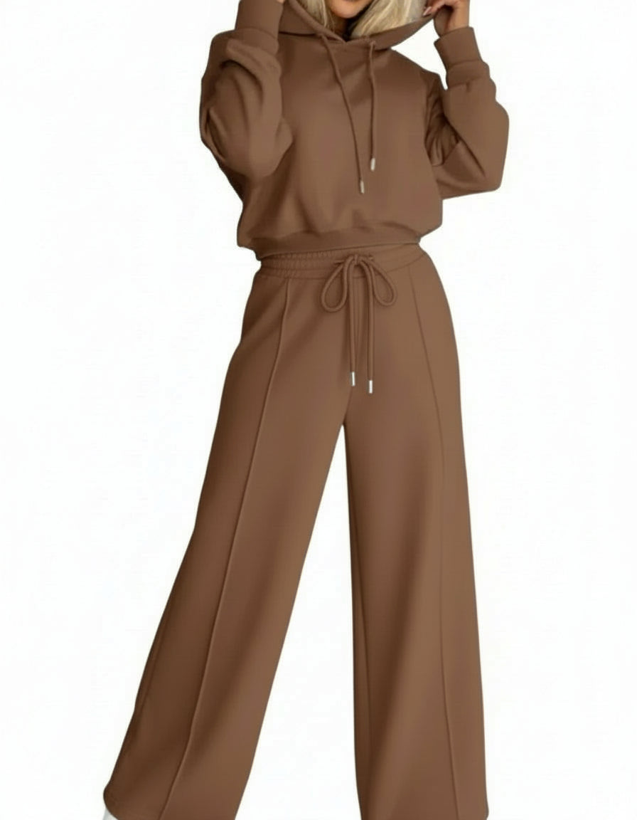 Nina 2-delige Set met Capuchon en Wijde Pijpen – Comfortabele Katoenmix voor Herfst en Winter 4