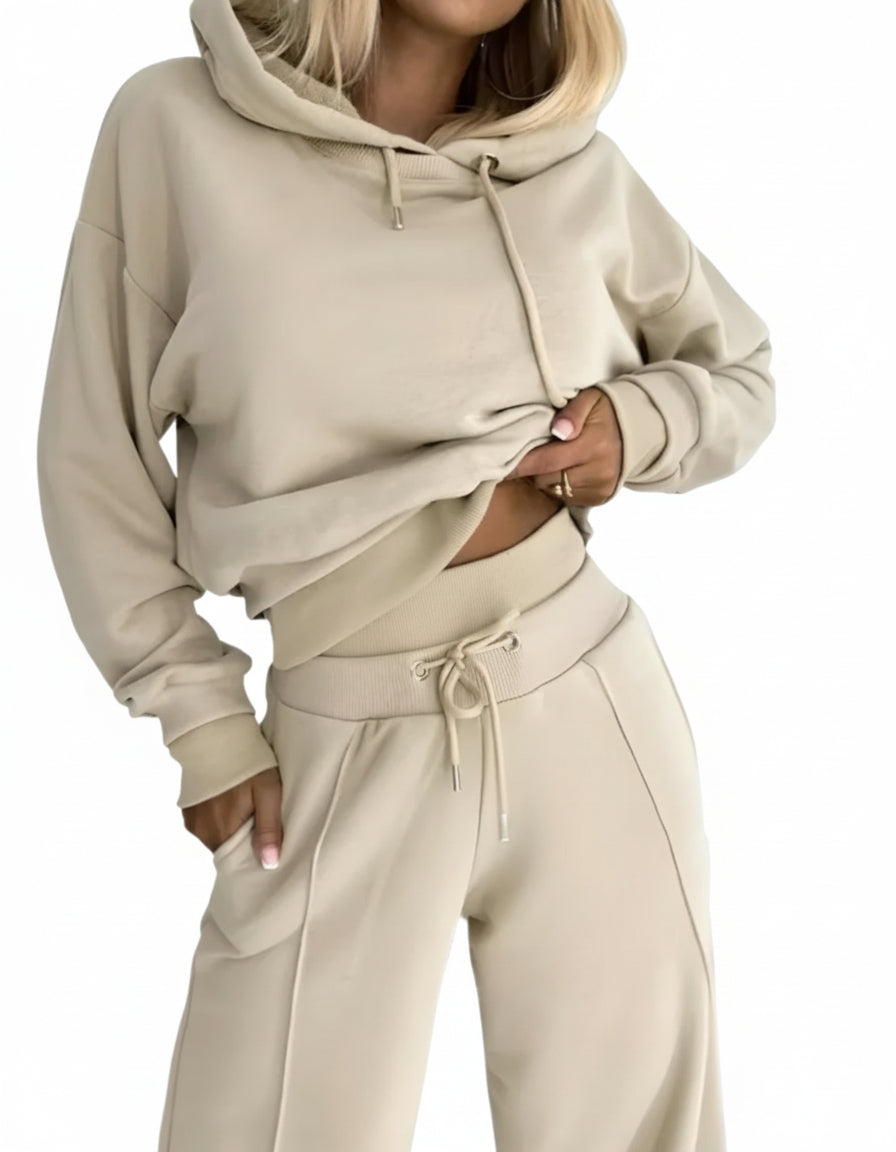 Nina 2-delige Set met Capuchon en Wijde Pijpen – Comfortabele Katoenmix voor Herfst en Winter 5