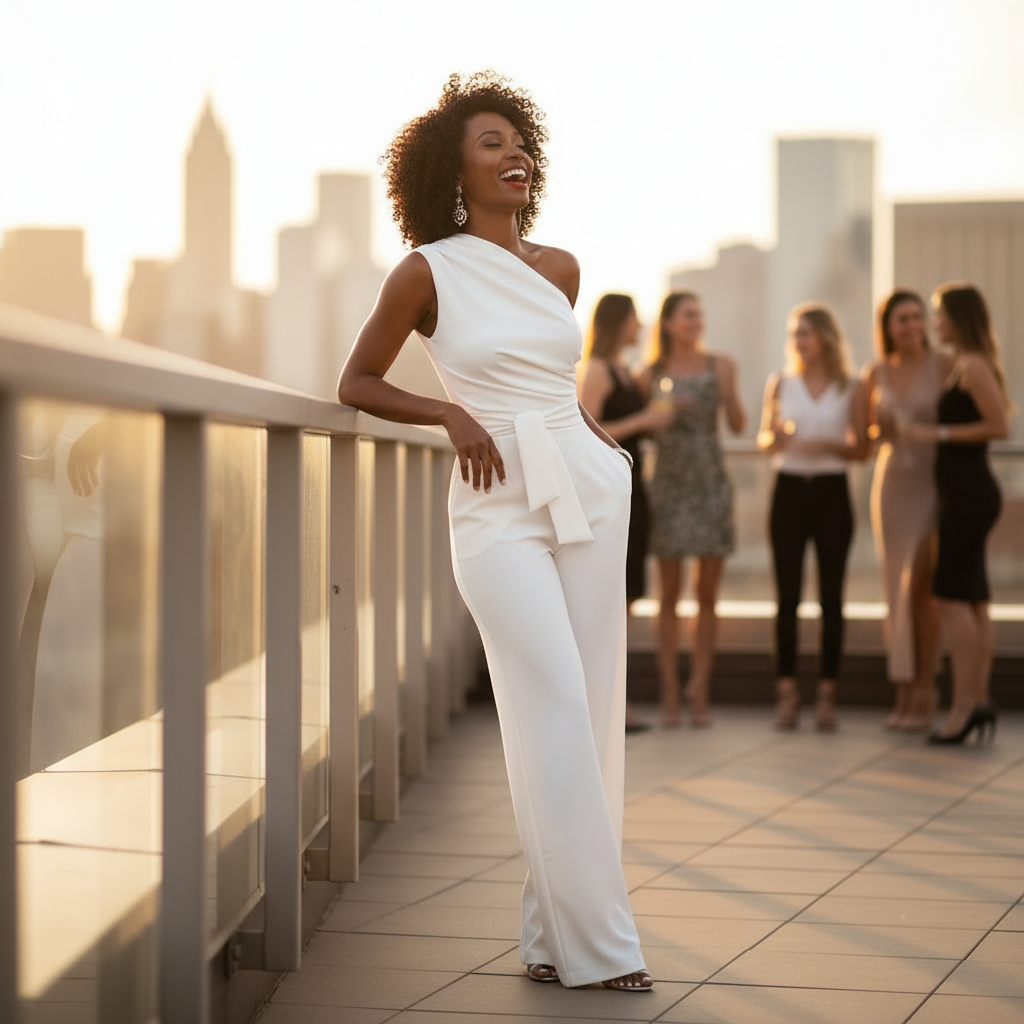 Sophie Feestelijke Jumpsuit Dames met Wijde Broek en Korte Mouwen – Stijlvolle Outfit voor Elke Gelegenheid 0