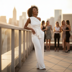 Sophie Feestelijke Jumpsuit Dames met Wijde Broek en Korte Mouwen – Stijlvolle Outfit voor Elke Gelegenheid 0