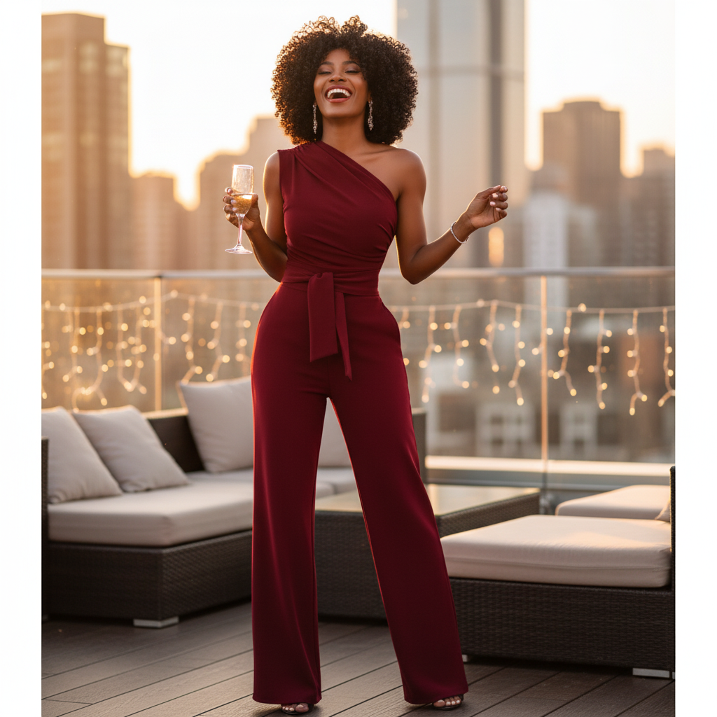 Sophie Feestelijke Jumpsuit Dames met Wijde Broek en Korte Mouwen – Stijlvolle Outfit voor Elke Gelegenheid 1