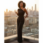 Stijlvolle Feestelijke Jumpsuit met Enkel Schouderontwerp en Wijde Pijpen – Perfecte Pasvorm in Diverse Kleuren 1