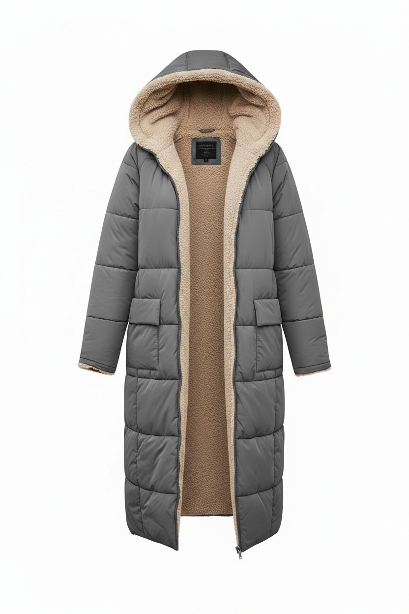 Stijlvolle Gewatteerde Dames Jas met Capuchon - Lange Herfstjas voor Comfort en Warmte 1
