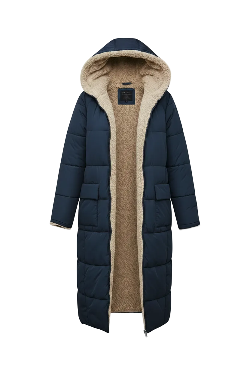 Stijlvolle Gewatteerde Dames Jas met Capuchon - Lange Herfstjas voor Comfort en Warmte