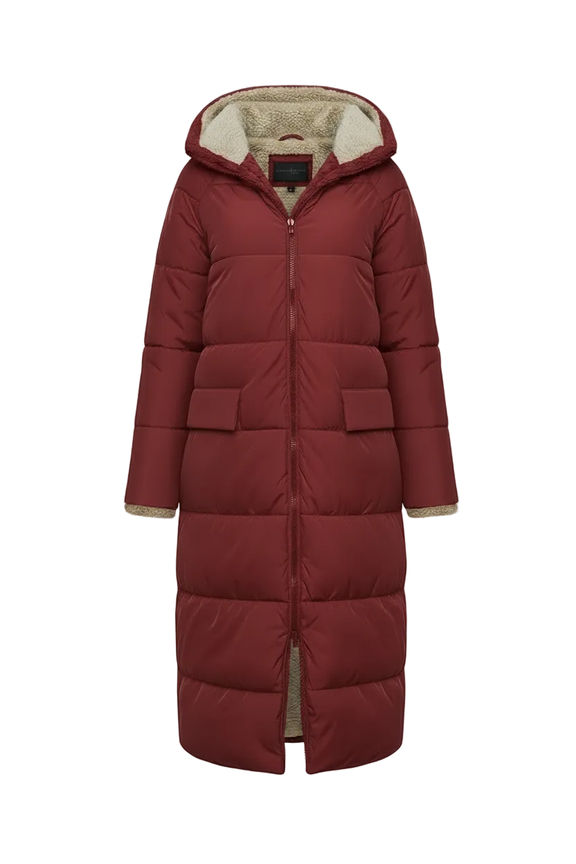 Stijlvolle Gewatteerde Dames Jas met Capuchon - Lange Herfstjas voor Comfort en Warmte