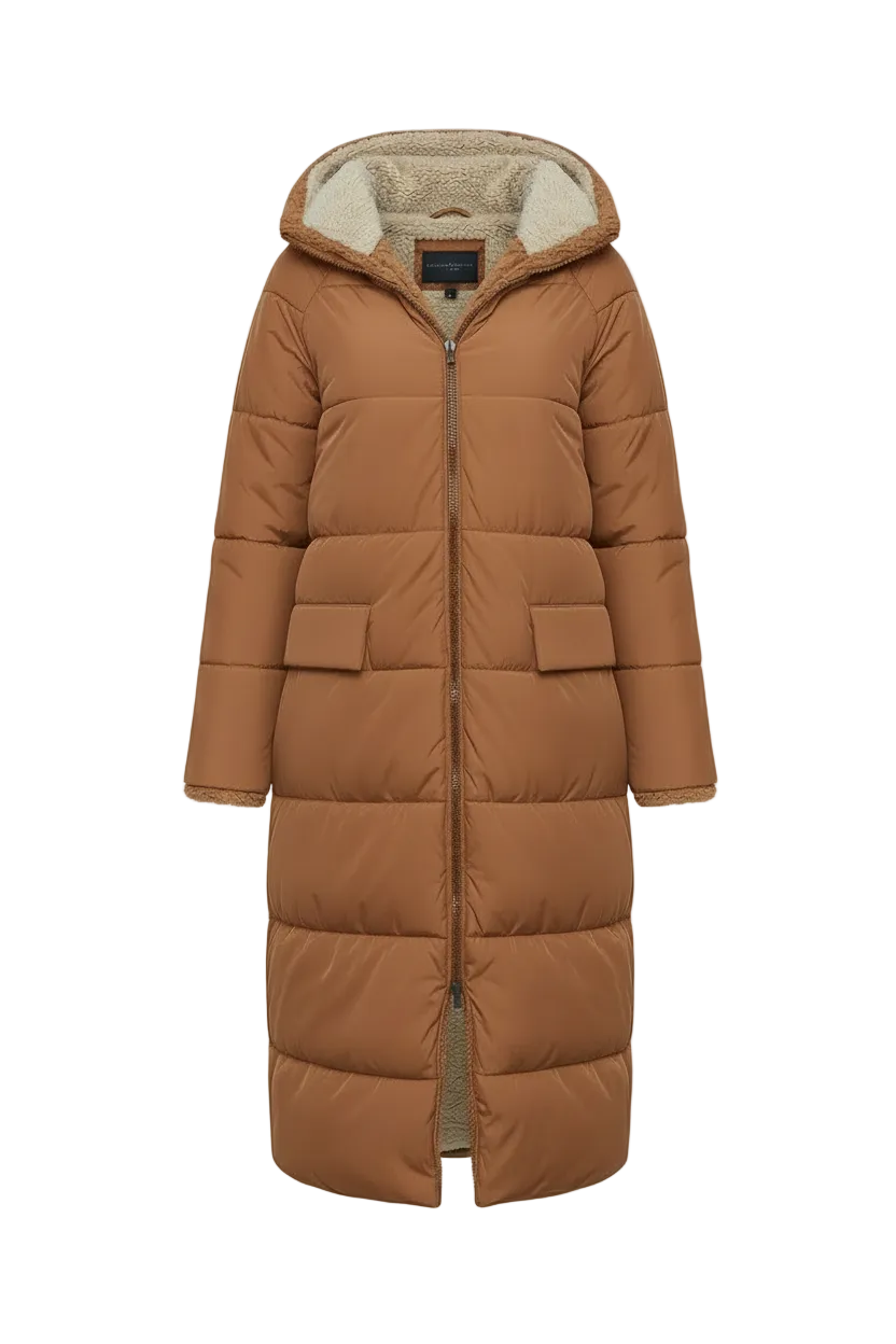 Stijlvolle Gewatteerde Dames Jas met Capuchon - Lange Herfstjas voor Comfort en Warmte