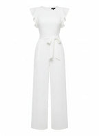 Stijlvolle Jumpsuit met Ruches Mouwen en Ceintuur - Perfect voor Formele en Informele Gelegenheden 1