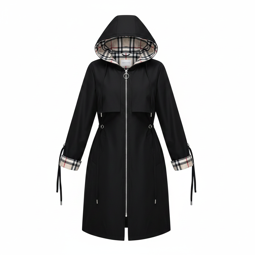 Waterproof and Windproof Zip Coat with Protective Hood – Stylish and Functional Outerwear