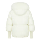 White Winter Jacket with Plush Fox Fur Collar, Adjustable Waist, Insulated Goose Down, Water-Resistant Outer, Women's Winter Coat 4