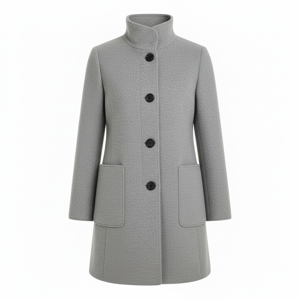 Winddichte Damesmantel met Opstaande Kraag – Elegante Katoenmix voor Herfst en Winter 4