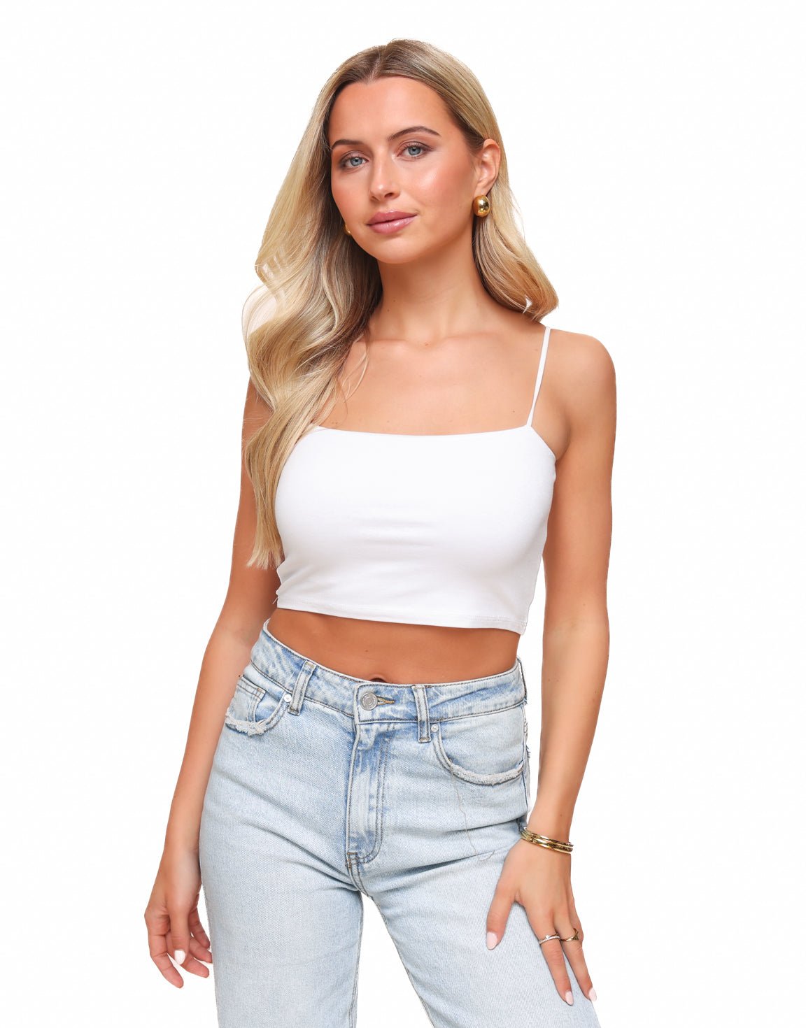 Witte Bandeau Top met Dunne Straps – Comfortabele en Stretchy Pasvorm voor Casual Dagen 0