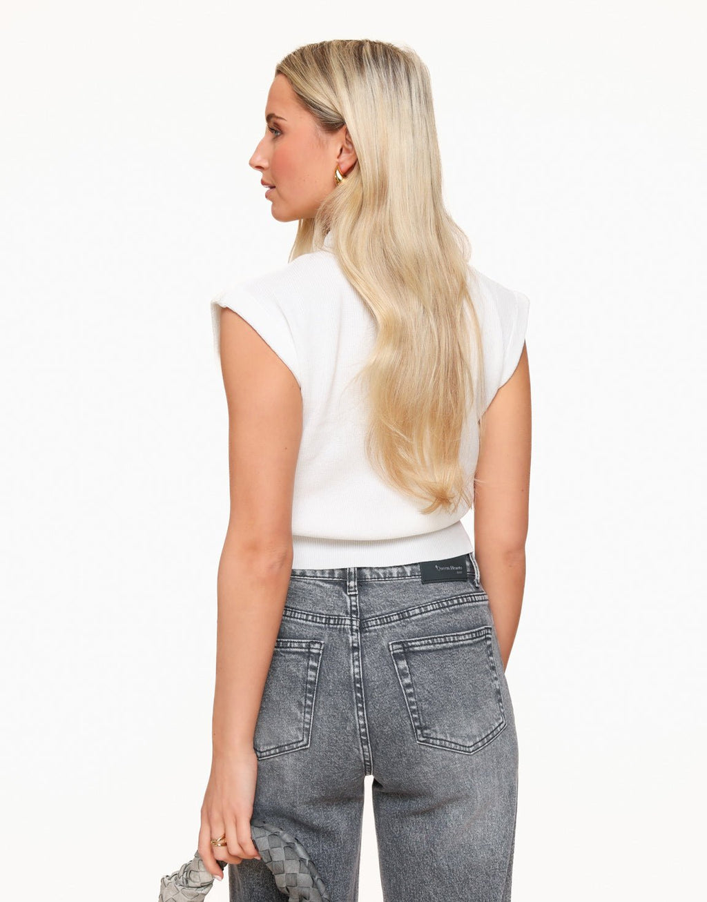 Witte Gebreide Mouwloze Spencer-Top met Ronde Hals voor Comfortabele Casual Look – Verkrijgbaar in Maat S/M 4