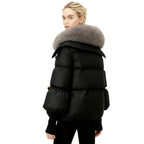 Women's Black Puffer Jacket with Detachable Fox Fur Collar – 800 Fill Power Winter Coat for Ultimate Warmth and Style 2