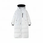 Women's Long Down Jacket with Hood and Pockets – Warm Quilted Coat 1