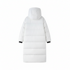 Women's Long Down Jacket with Hood and Pockets – Warm Quilted Coat