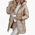 Women's Long Hooded Down Jacket with Zip Closure – Quilted Design for Cold Weather 3