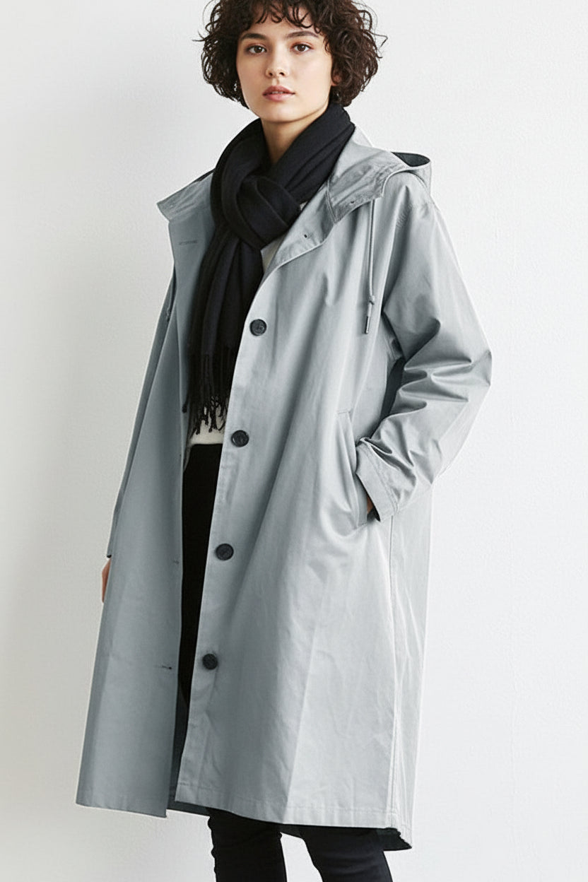 Women's Waterproof Trench Coat with Hood – Lightweight Stylish Outerwear for Spring and Autumn 0