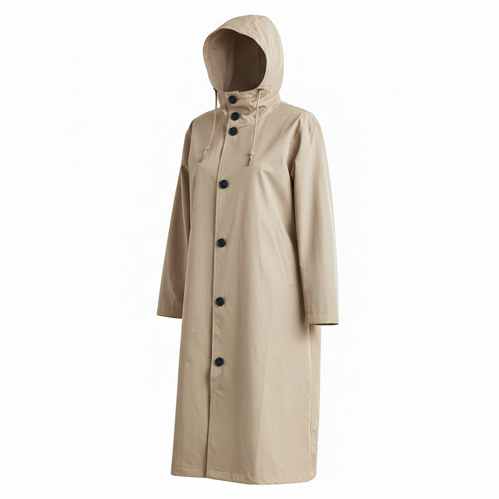 Women's Waterproof Trench Coat with Hood – Lightweight Stylish Outerwear for Spring and Autumn