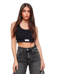 Zwarte Cropped Top voor Dames – Mouwloos en Stretchy Model, Trendy en Comfortabel Topje Dames 0
