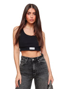 Zwarte Cropped Top voor Dames – Mouwloos en Stretchy Model, Trendy en Comfortabel Topje Dames 0