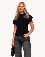 Zwarte Gebreide Spencer met Hoge Hals en Veel Stretch – Mouwloos, Perfect voor Laagjes en Comfortabele Pasvorm 1